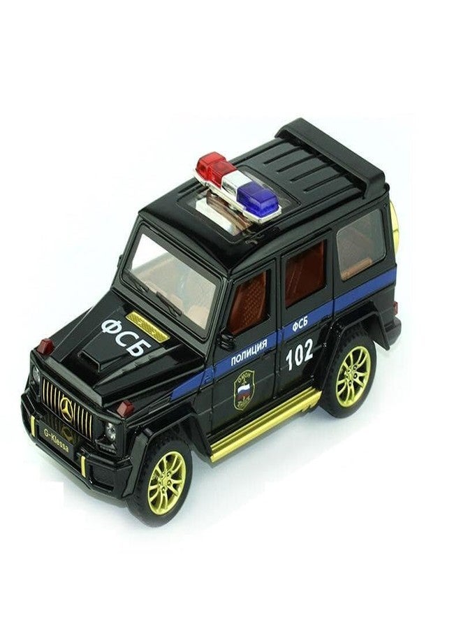 AHBHT Kids Model 1:32 G Wagon Police Die Cast Metal Car Pull Back Action Opening Doors with Realistic Engine Sound Lights Toy Car Gift for Boys - Black - Image 1